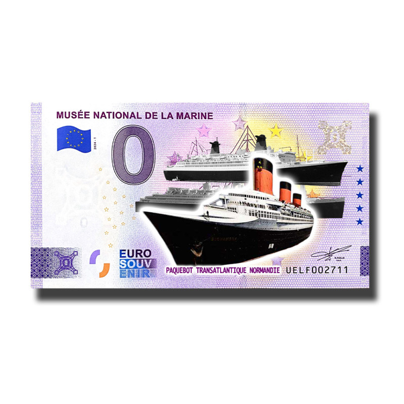 0 Euro Souvenir Banknote Musee National de la Marine Colour France UELF 2024-1